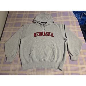Nike Nebraska Cornhuskers Vintage Center Swoosh Gray Pullover Hoodie Mens Large
